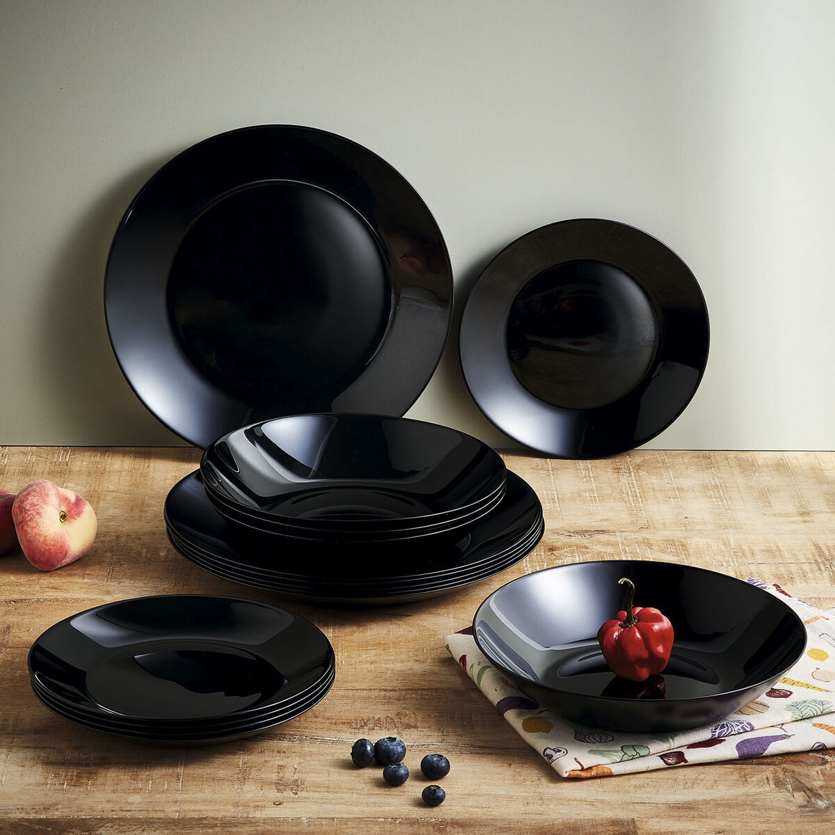 Servisesett Arcopal Zelie Black Svart 12 Deler